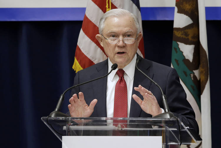 Jeff Sessions attacked Oakland's mayor in a speech last week in Sacramento. An ICE spokesman has resigned over what he says were false statements by the attorney general. (Rich Pedroncelli/AP)