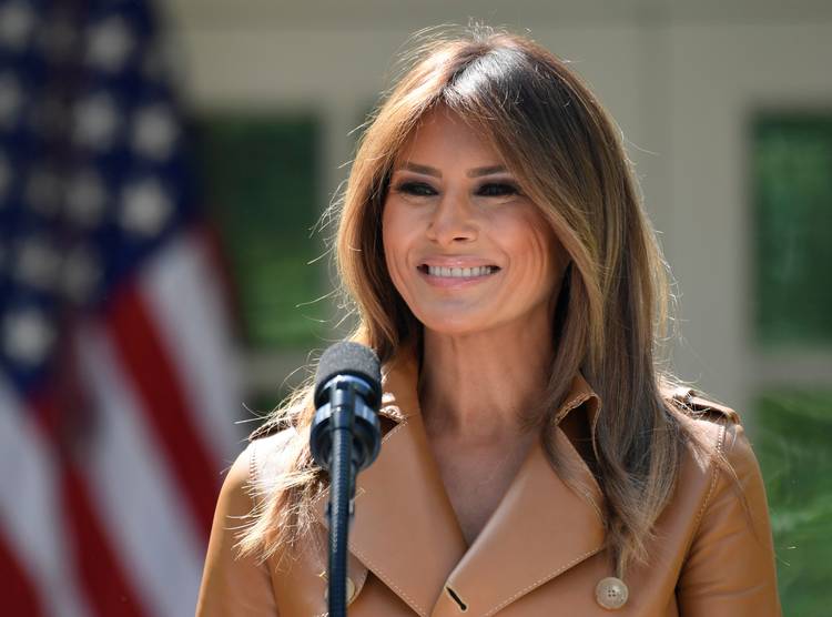 First lady Melania Trump speaks on her initiatives during an event in the Rose Garden of the White House in Washington. (Susan Walsh/AP)