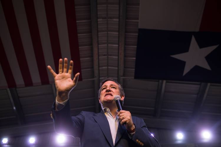 Sen. Ted Cruz speaks at a campaign rally May 1 for Republican congressional candidate Chip Roy at Krause's Cafe in New Braunfels, Tex. (Tamir Kalifa for The Washington Post)