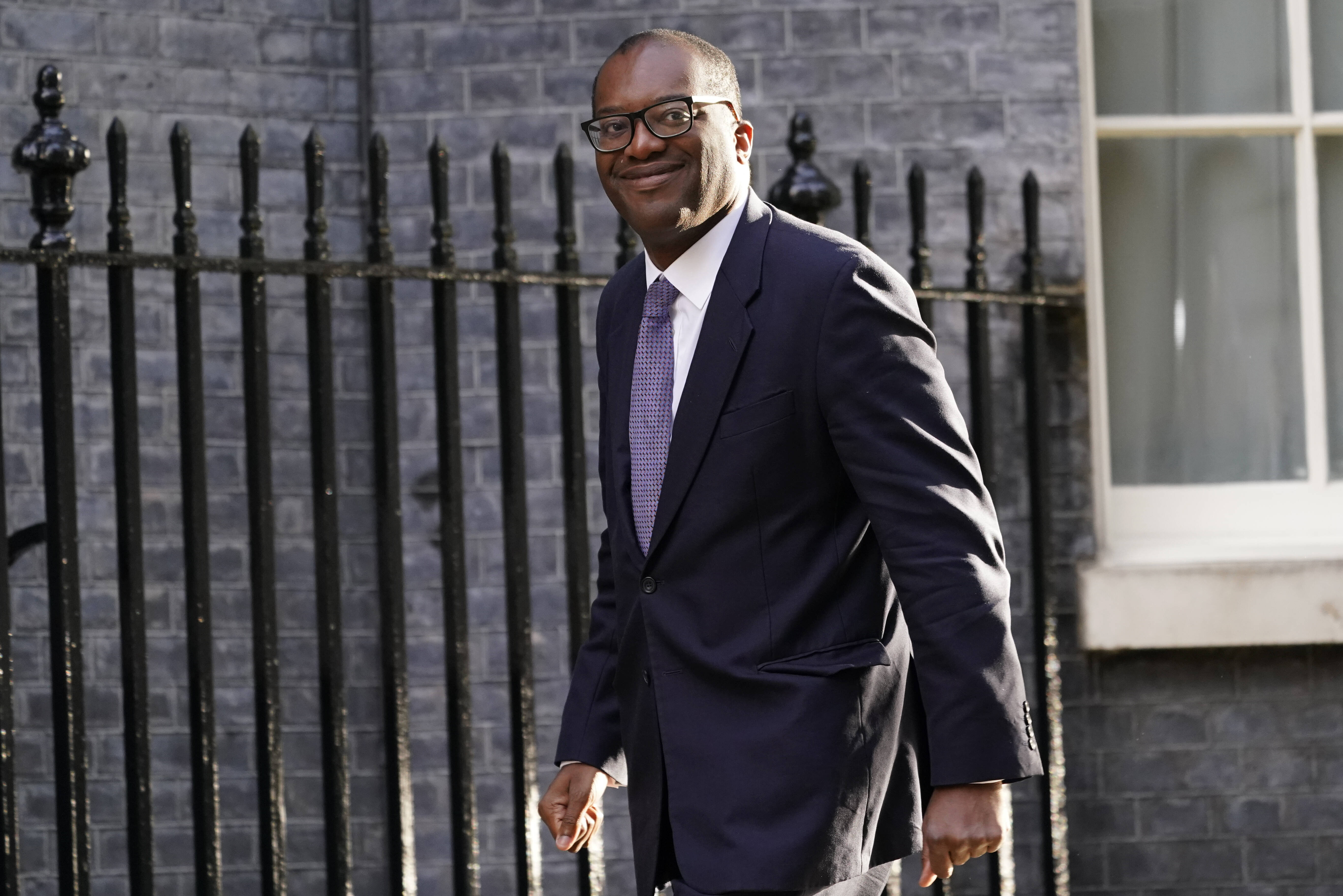 Britain's Chancellor of the Exchequer Kwasi Kwarteng arrives at Downing Street in London on Sept. 7 for the first cabinet meeting since Liz Truss was installed as British prime minister a day earlier. (Alberto Pezzali/AP)