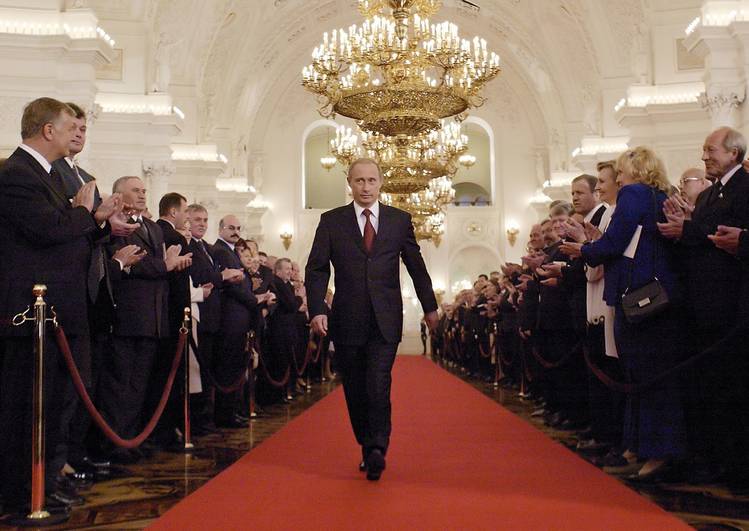 Russian President Vladimir Putin walks through St.George's Hall to take part in an inauguration ceremony in Moscow. (Alexander Zemlianichenko/AP )