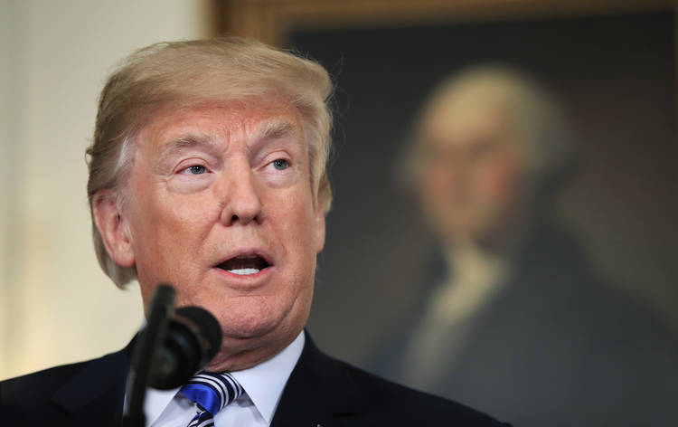 Donald Trump speaks in the Diplomatic Room of the White House last month. (Manuel Balce Ceneta/AP)