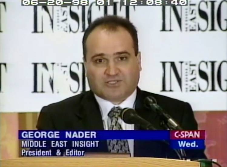 United Arab Emirates adviser George Nader speaks on C-SPAN in 1998. (C-SPAN/AP)