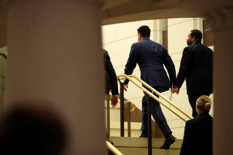 Speaker Paul Ryan departs a classified briefing for members of the House on Tuesday. (Jonathan Ernst/Reuters)
