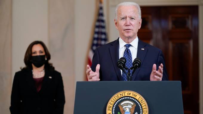 President Biden and Vice President Harris speak Tuesday at the White House after former Minneapolis police Officer Derek Chauvin was convicted of murder and manslaughter in the death of George Floyd. (Evan Vucci/AP)