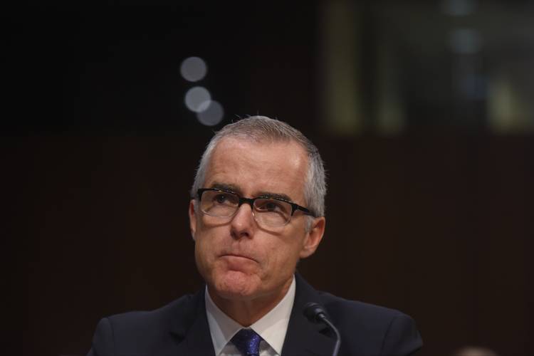 Andrew McCabe testifies before the U.S. Senate Select Committee on Intelligence. (Jahi Chikwendiu/The Washington Post)