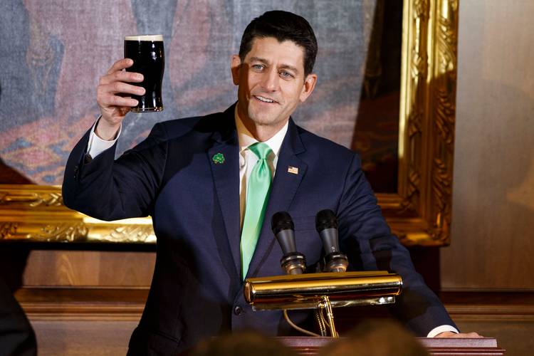 Paul Ryan toasts Ireland during a St. Patrick's Day luncheon last week. (Alex Edelman/Pool/EPA-EFE/Rex)
