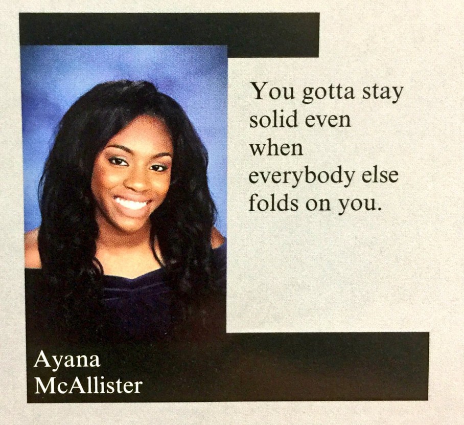 The Largo High School yearbook from 2016, when Ayana was a graduating senior.