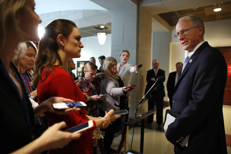 Rep. K. Michael Conaway (R-Tex.) speaks to reporters. (Jacquelyn Martin/AP)