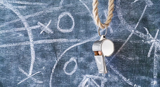 Chalkboard and whistle