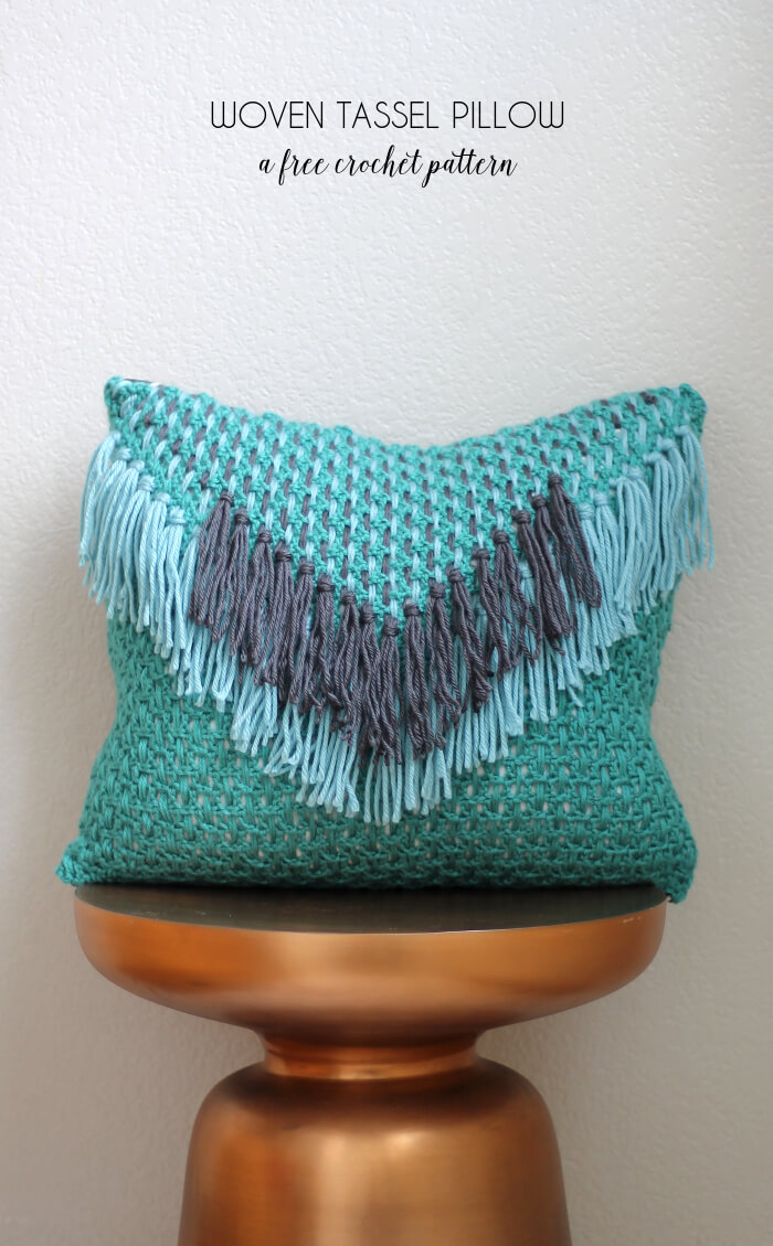 Woven Tassel Pillow - a free crochet pattern from www.persialou.com