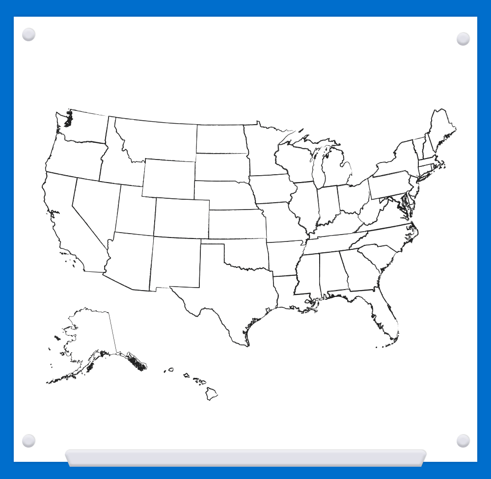 US map with 17 states highlighted turns into US map with all states highlighted