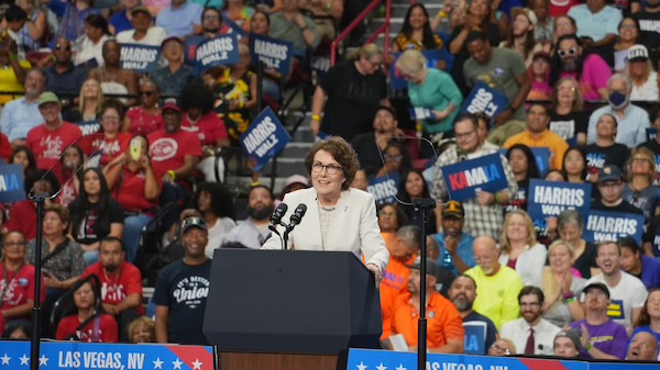 Sen. Jacky Rosen speaking at the Las Vegas, NV rally for Vice President Harris