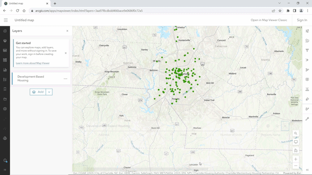 GIF of Development Based Housing map viewer.