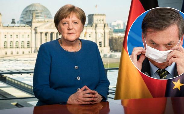 “Só podia ser você”, diz Angela Merkel após Bolsonaro pisar no pé dela