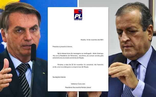 PL confirma cancelamento de filiação de Bolsonaro dia 22 e diz que não há mais data marcada