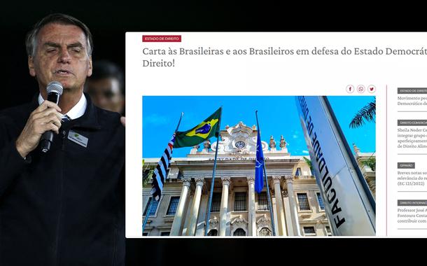 Bolsonaro diz que carta pela democracia, que conta com mais de 1 milhão de assinaturas, é movimento de 