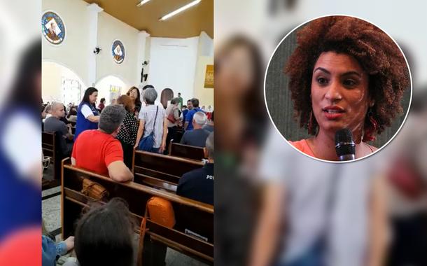 Mulher hostiliza padre em igreja: 'na casa de Deus o senhor não vai falar de Marielle Franco, uma homossexual' (vídeo)