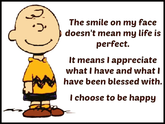 A smile on my face doesn't mean my life is perfect. It means I appreciate what I have and what I have been blessed with. I choose to be happy! NeedEncouragement.com