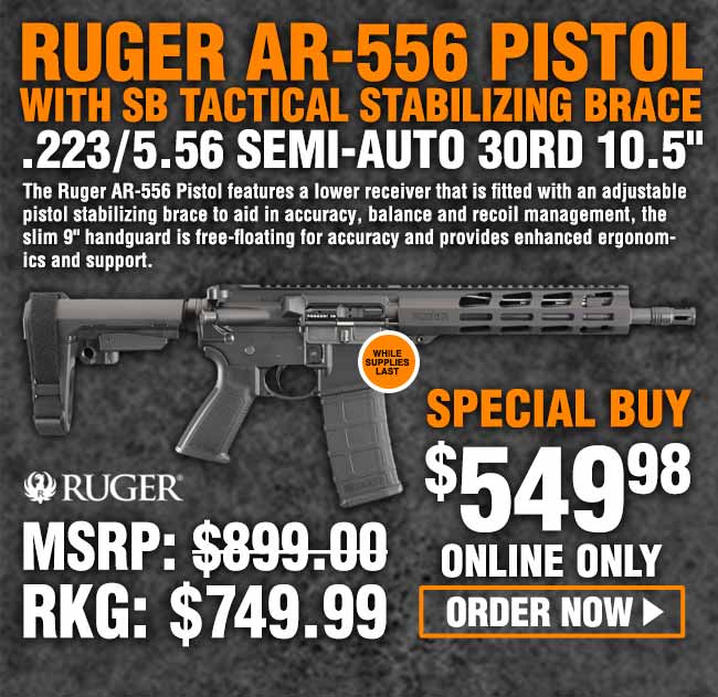Ruger AR-556 Pistol .223/5.56 Semi-Automatic 30rd 10.5in w/ SB Tactical Stabilizing Brace 8570