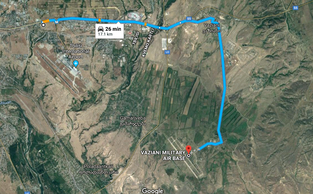 L’installation secrète est située à seulement 17 km de la base aérienne militaire américaine Vaziani à Tbilissi, la capitale de la Géorgie.