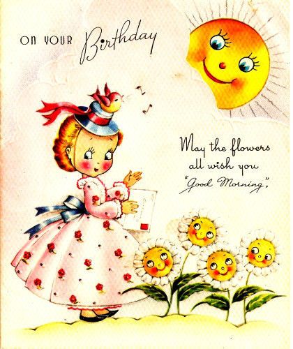 Image result for VINTAGE flower HAPPY BIRTHDAY card