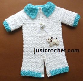 Free baby crochet pattern for preemie all in one suit http://www.justcrochet.com/all-in-one-suit-usa.html #justcrochet: 