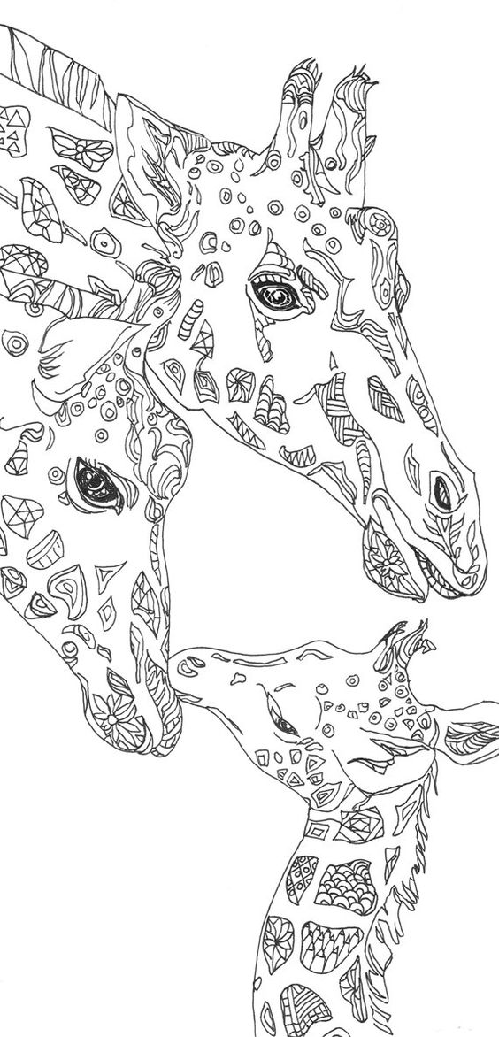 Coloring pages Giraffe Printable Adult Coloring book Clip Art Hand Drawn Original Zentangle by ValRA