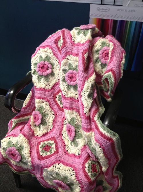 This pattern was originally published with a Womanâ€™s Day kit in 1984 Its called A Blanket of Roses Afghan. I found the Free written pattern here at this link http://megan.cc/RosesBlanket/pattern.html There are Crochet Graph Charts of the Octagon and square too if you scroll down to the bottom of the pattern for those that are more visual. I love those graph chart helps (â€¿â— )âœŒ