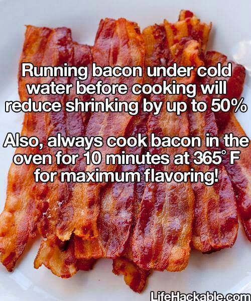 Image result for running bacon under cold water