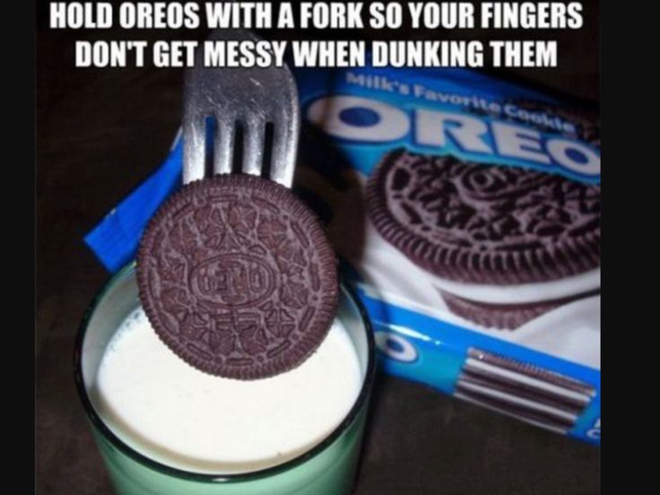 Image result for Hold oreos with a fork so your fingers don’t get messy when dunking them.