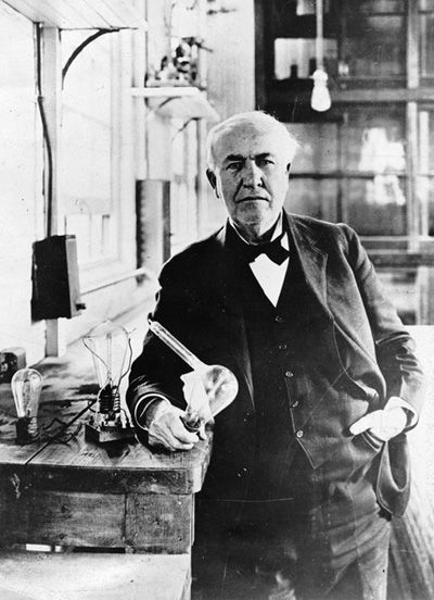 Image result for thomas edison perfected a workable electric light