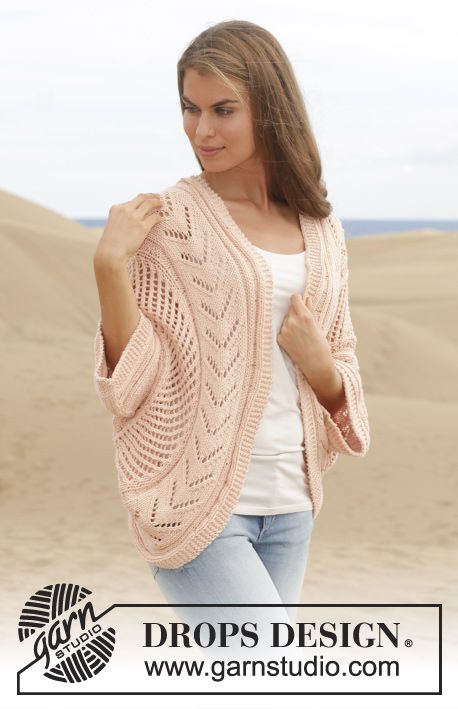 Image result for Summer Snug by DROPS Design Knitted DROPS jacket worked in a circle with lace pattern in ”Paris”. Size: S - XXXL.