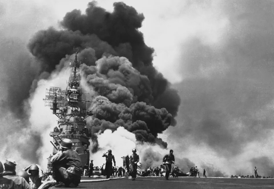 Okinawa USS Bunker Hill Kamikaze