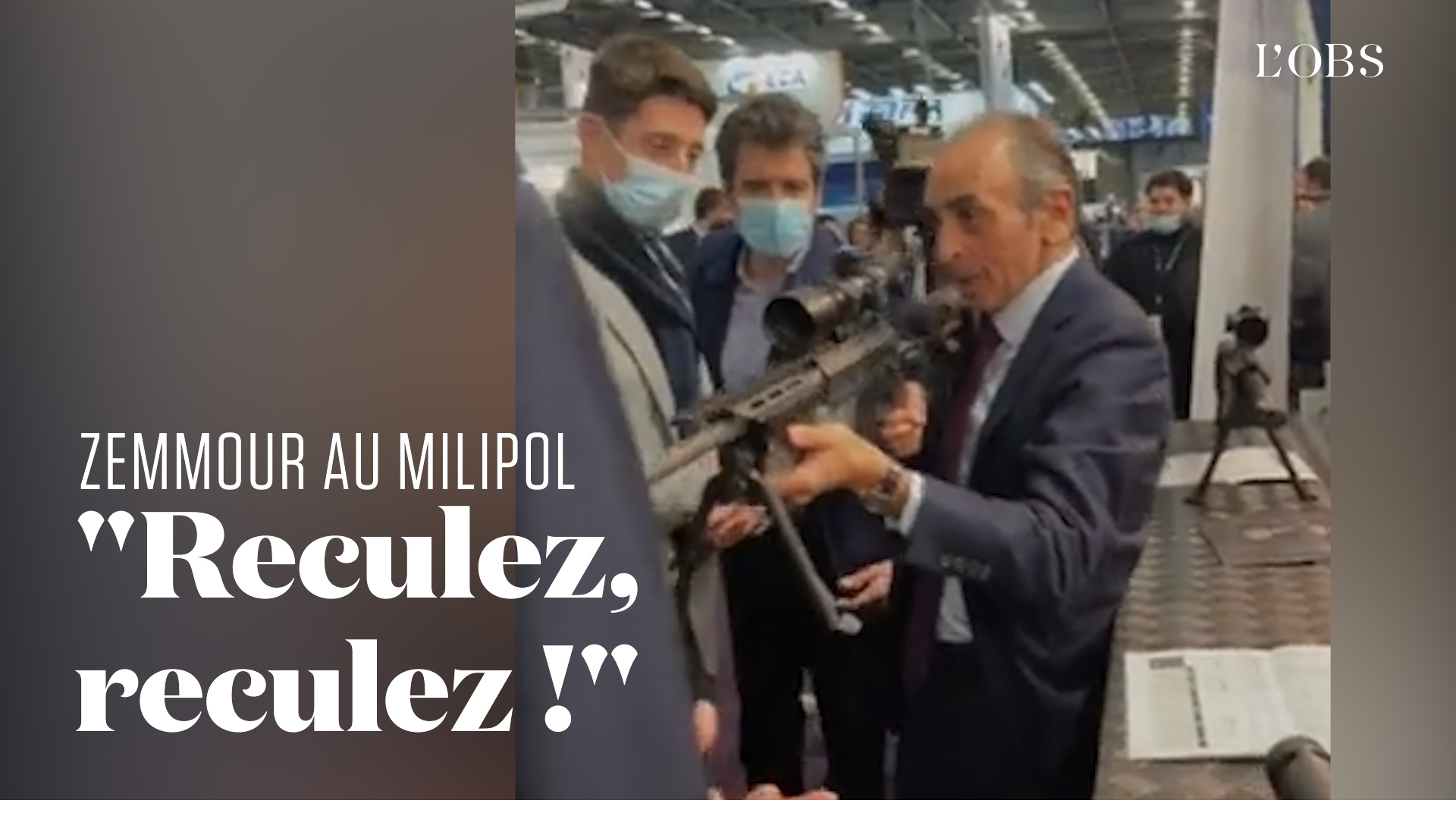 Eric Zemmour vise des journalistes avec un fusil de haute précision au salon Milipol