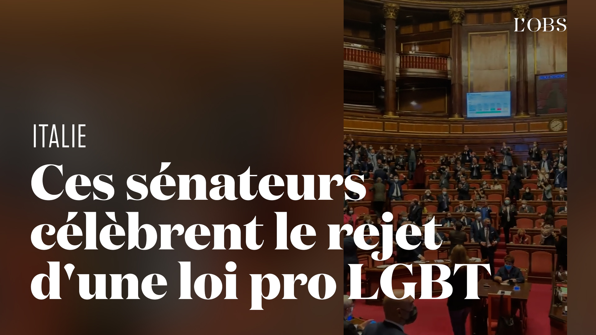 Ces sénateurs italiens applaudissent le rejet d'une loi contre les violences envers les LGBT