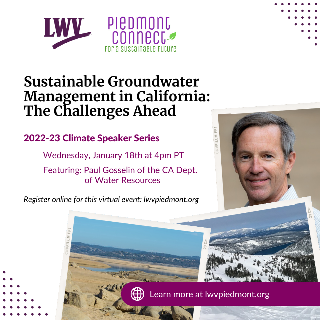2022-23 Climate Speaker Series graphic - Groundwater - Paul Gosselin of Cal DWR
