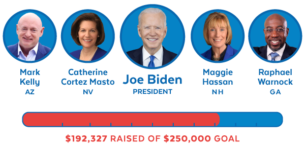 Mark Kelly, Catherine Cortez Masto, Maggie Hassan, Raphael Warnock, and Joe Biden