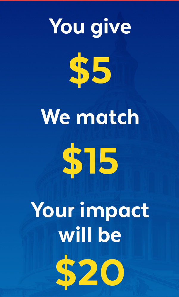 You give $5, we match $15, your impact will be $20