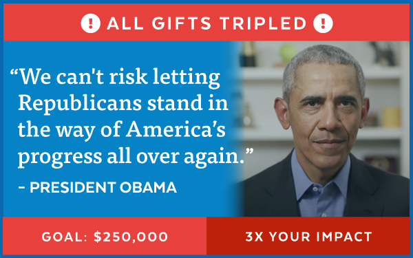 President Obama: 'We can't risk letting Republicans stand in the way of America's progress all over again.'