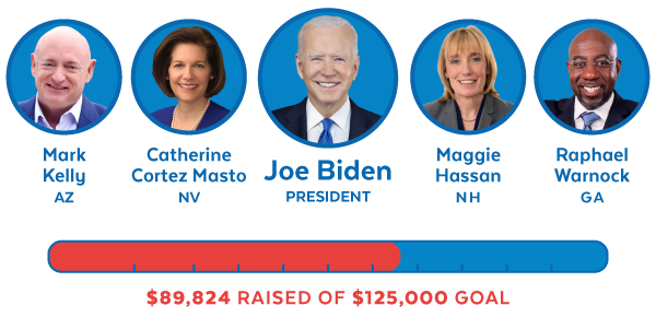 Mark Kelly, Catherine Cortez Masto, Maggie Hassan, Raphael Warnock, and Joe Biden