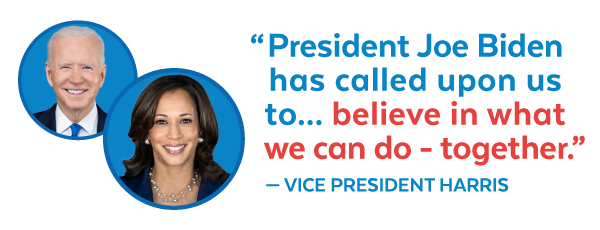 VP Harris: 'President Joe Biden has called upon us to... believe in what we can do - together.'