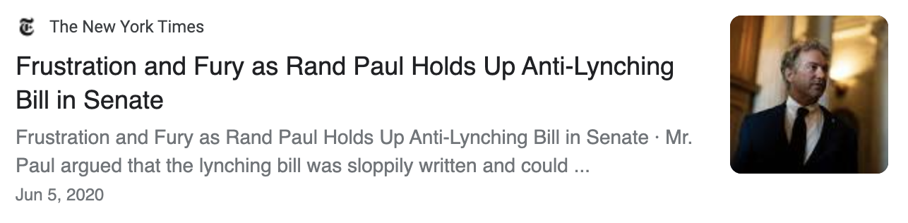 Frustration and Fury as Rand Paul Holds Up Anti-Lynching Bill in Senate