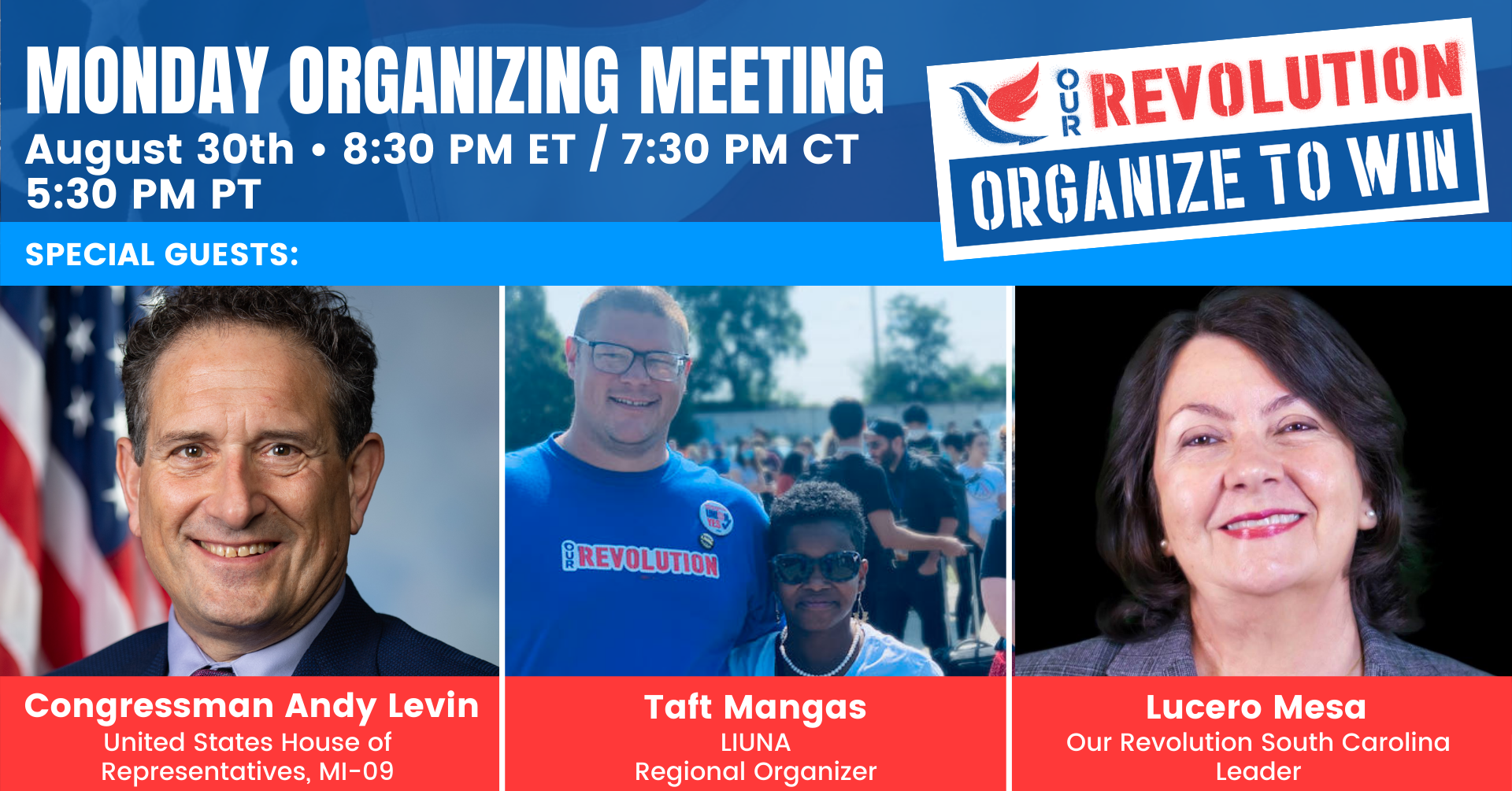 Our Revolution Monday Night National Organizing Phone Call @ Online