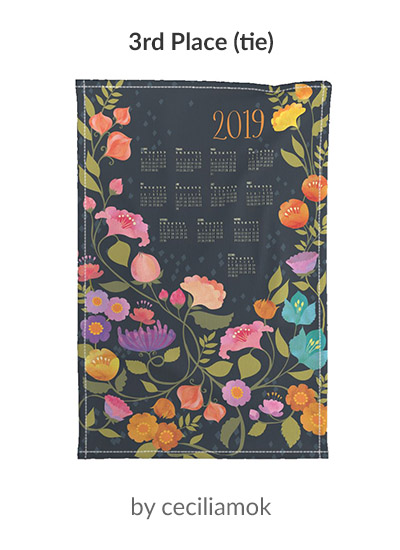 3rd place in the 2019 Tea Towel Calendar design challenge: ceciliamok
