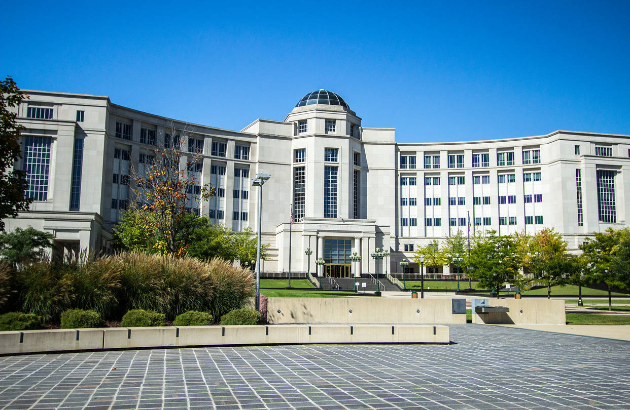 The Michigan Hall of Justice in Lansing, Mich.,
                  Sept. 17.