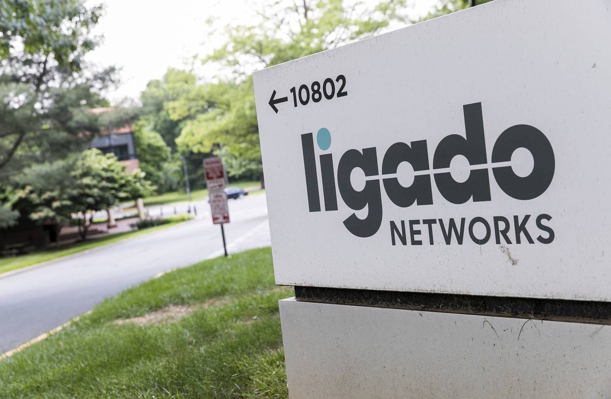 A sign                  outside the headquarters of Ligado Networks in Reston,                  Va., June 9. A sign outside the headquarters of Ligado                  Networks in Reston, Va., June 9.