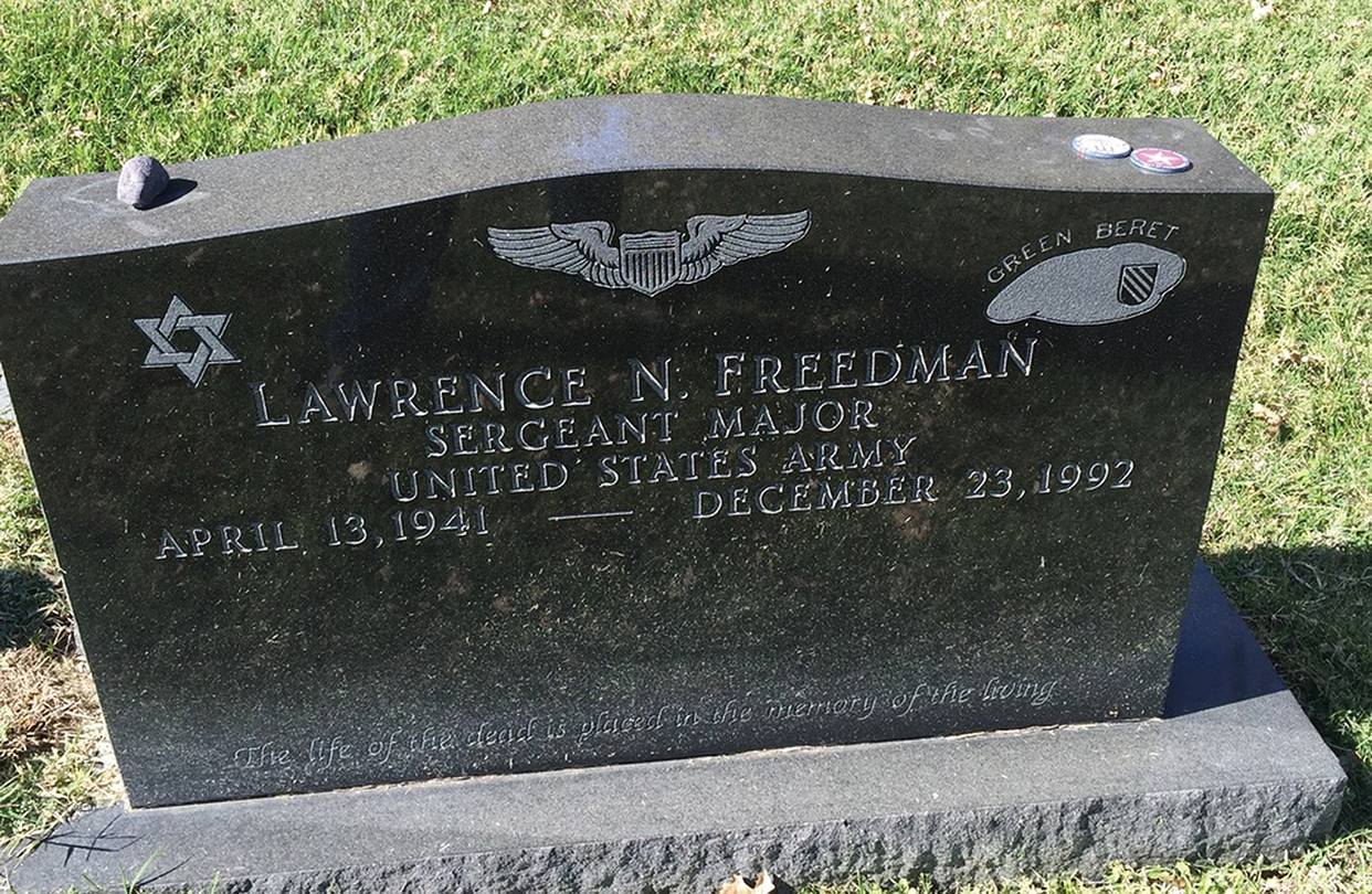 Sgt. Maj. Lawrence Freedman's
headstone in Arlington National Cemetery.
