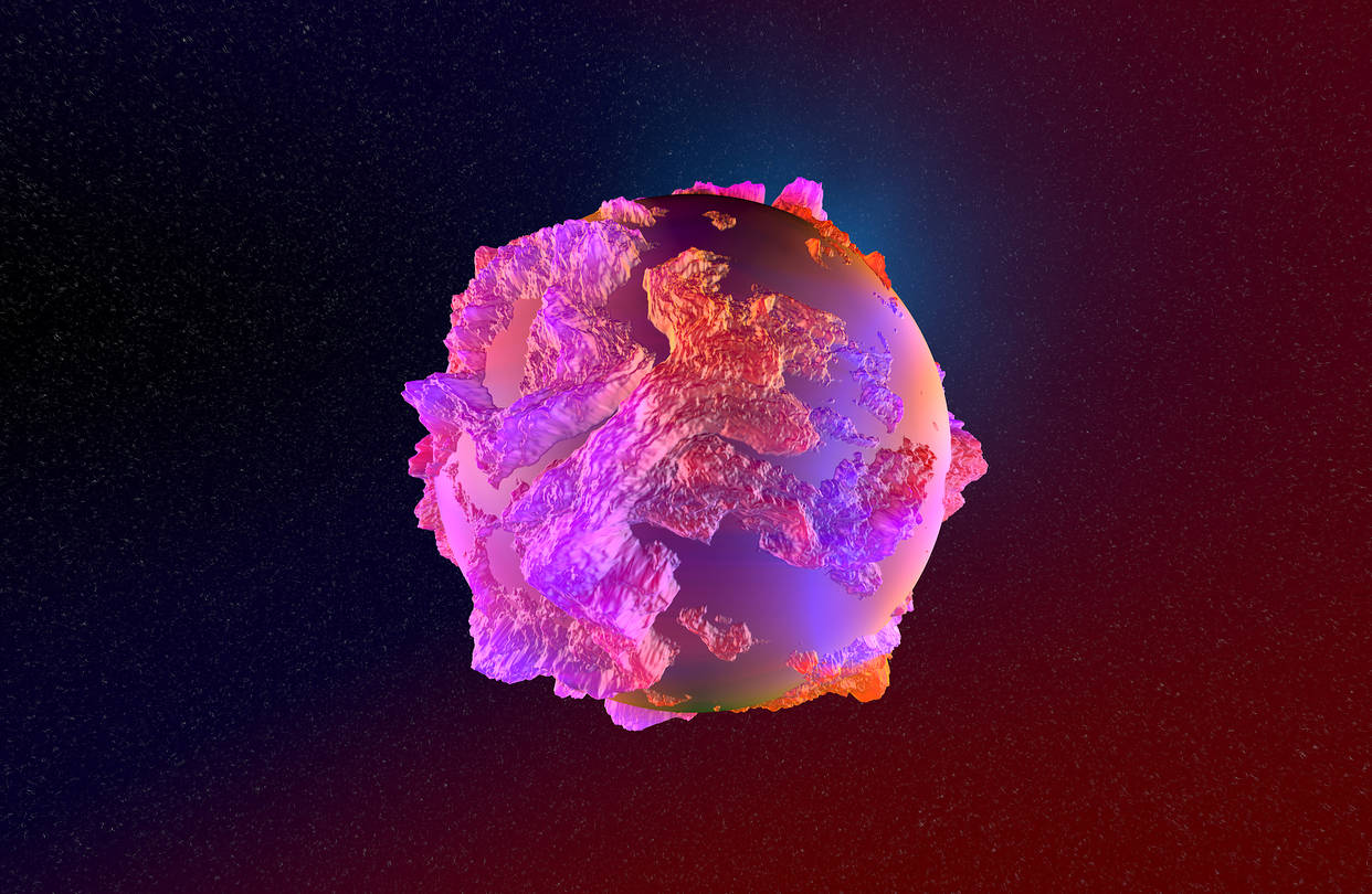 A 3-D rendering of a cancer cell.