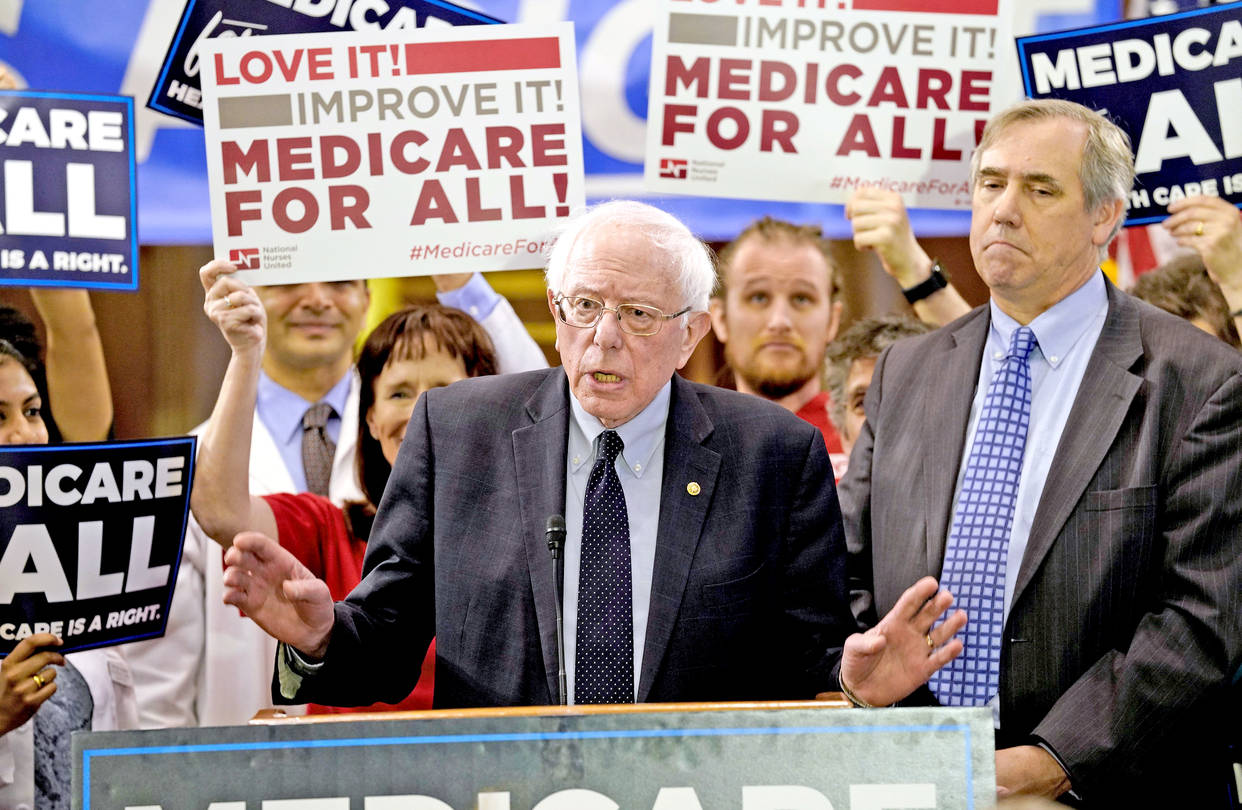 Sen. Bernie Sanders speaks about
Medicare for All in Washington, April 10.